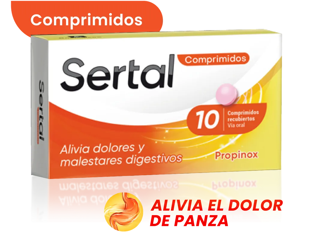 Sertal Comprimidos, 10 comprimidos recubiertos de propinox: alivia dolores y malestares digestivos